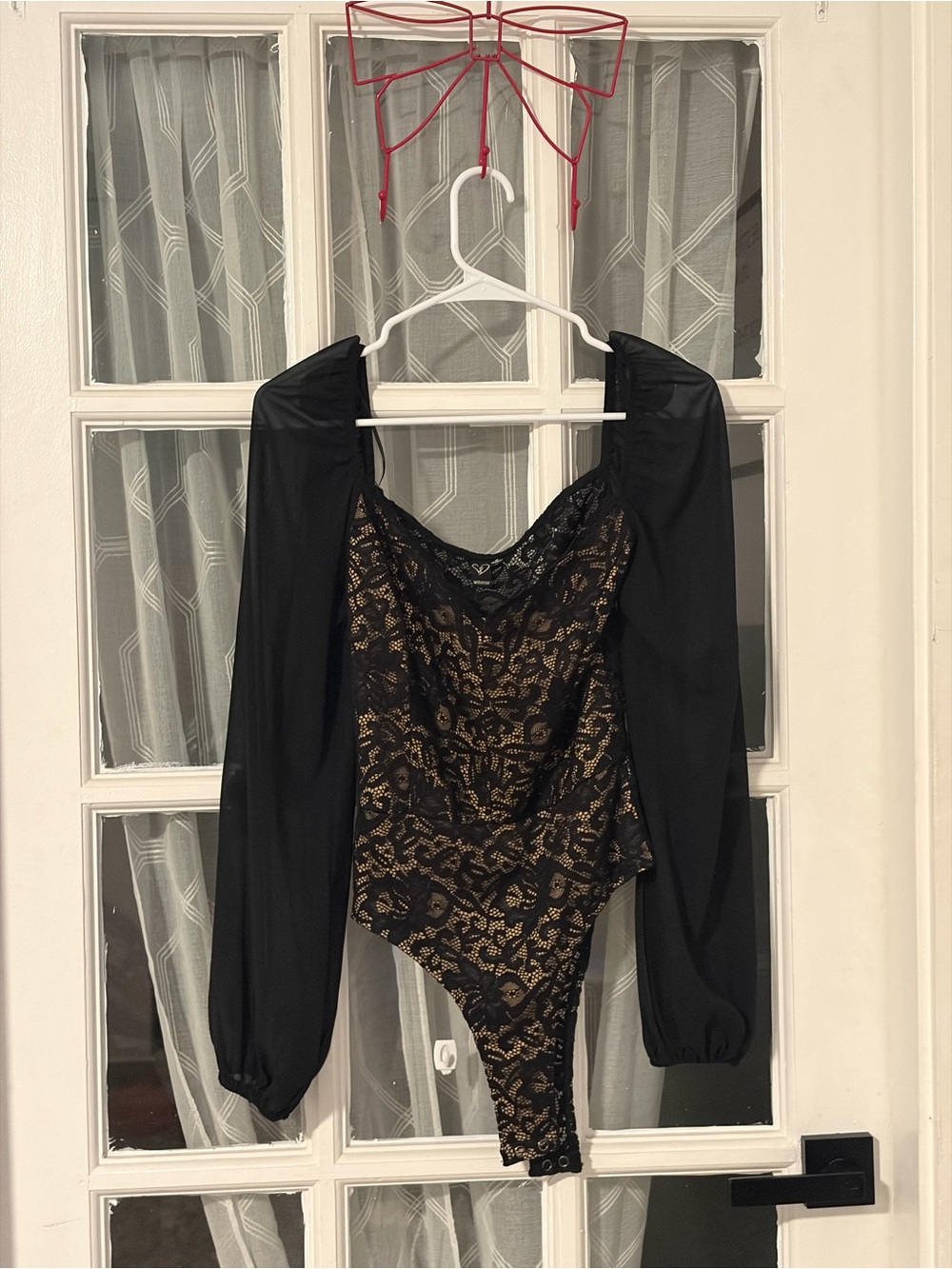 Windsor Black Bodysuit with Gold Lace Overlay